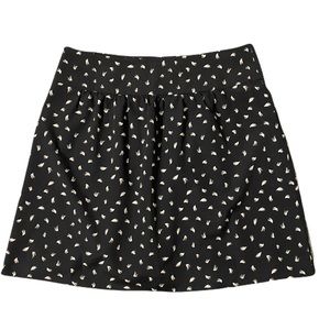 Ann Taylor LOFT Black White Feather Print Pleated Mini Skirt 0P 0 Petite
